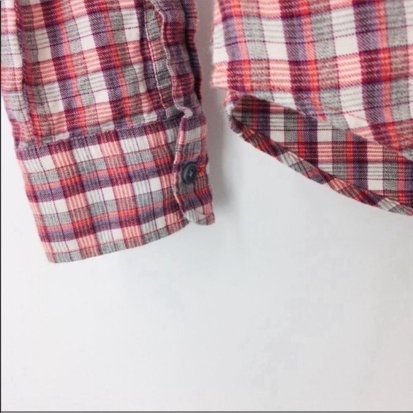 PENDLETON Red and White Checkered Plaid Long Sleeve Button Up Shirt Small PETITE - Picture 4 of 7